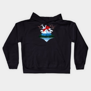 Japanese Mountain Cranes Kids Hoodie